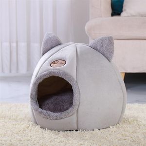 Soft Cat House Warm Bed Cave Tenda con cuscino rimovibile Winter Sleeping Pet Pad Nest Cats Products Y200330254M