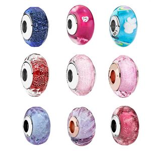 Womens 925 Silver Beads Brilliant Murano Glass Charms Fit Pandora Bracelets DIY For Lady Designer Jewelry Gift With Original Box181A