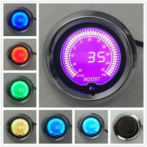 PRETO 2 52mm LCD Digital 7 Cores Boost Turbo Gauge 30-35psi Com Turbo Sensor AUTO GAUGE230a