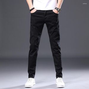 Мужские джинсы 2023 Классические умные повседневные ретро -мужские бренд весеннее лето для мужчин сплошной цвето