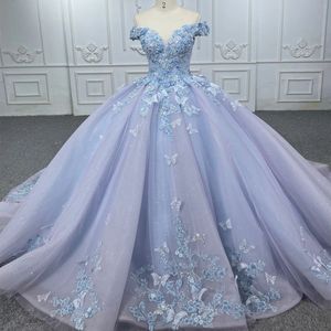 Luxo brilhante fora do ombro vestidos quinceanera apliques miçangas arco tule vestidos de baile doce 16 anos vestidos de princesa para 15 vestidos de