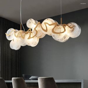 Lampy wisiork nowoczesne proste salon lekkie nordyckie designer luksusowy bar do sypialni bar Creativ Glass Luster Iron Gold żyrandol