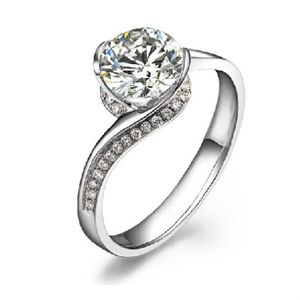 Lucky Design Micro Insert 0 8CT Diamante sintetico Anello Engagemege femminile in argento sterling massiccio Promessa d'amore Proponi Fine Ring234S