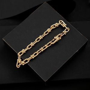 Länkarmbandkedja ringspänne armband koppar pläterade 18k guld smycken lyxig textur online kändis281b