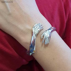 Goth Hand Umarmung Ring Armband für Frauen Männer Offene Manschette Armreif Einstellbar Romantische Liebhaber Paar Armbänder Vintage-Schmuck L230704