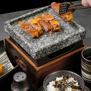 Mini-Barbecue-Grilltisch, BBQ-Rillenstein-Backform, Teppanyaki-Steakplatte, Hochtemperatur-Schiefer-Grillplatte, quadratisch, für drinnen und draußen, 242 Stück