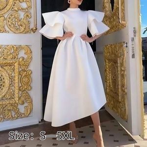 Casual Dresses 2023 Women's Sexy Midi Dress Flare Sleeve O-Neck Summer Folds A-Line Fashion Party Night Club Long Colorful For Women
