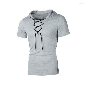 Men's T Shirts Summer Tshirt With Hat Stylish Hip-hop Casual Short Sleeve Solid T-shirt Fashion High Street Top Bandage Clothes