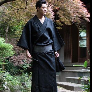 Traditioneller japanischer Kimono Yukata Herren-Morgenmantel aus 95 % Baumwolle, Lounge-Roben mit Gürtel, Übergröße, Sommer-Pyjama-Set A52801229H