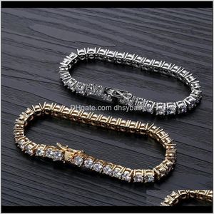 Tasarımcı Hip Hop Takı Erkekler Elmas Tenis Bilezik Buzlu Bling Bangles Love Lüks Cazibe Bilezikleri Hommes Gold S322V