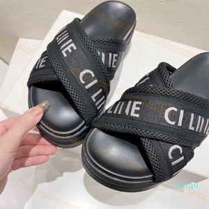 Оптовые сандалии дизайнерские скольжения Slides Slipers обувь женщин роскошные сетчатые резиновые туфли туфли толстые дно пластинки