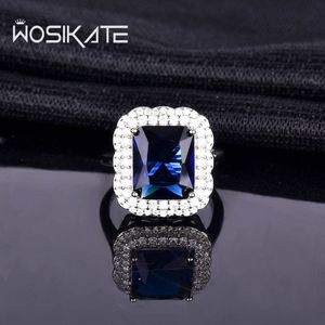 WOSIKATE Nuovo anello in argento 925 per donna quadrato geometrico smeraldo zaffiro pietra preziosa regalo di fidanzamento di lusso gioielleria raffinata regolabile