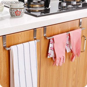 Rostfritt stål handduk rack stativ stång skåp dörr hängande hållare handduk trashylla hushåll badrum kök tillbehör l230704