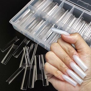 Unghie finte 240 pz/scatola XXL Soft Gel Tapered Square Nail Tips Extra Long Half Cover Press On Extension System Accessori artistici