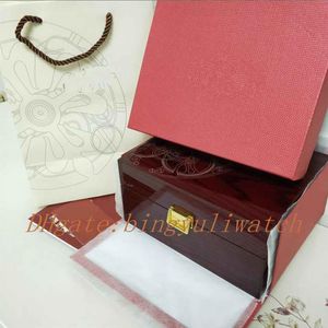 Relógio Nautilus de madeira vermelha de luxo de alta qualidade 5711 5712 caixa original papéis cartão caixas de madeira bolsa masculina relógios 316S
