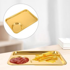 Dinnerware Sets Snack Plate Barbecue Chips Metal Platter Pork Chop Serving 201 Stainless Steel Portable Toddler