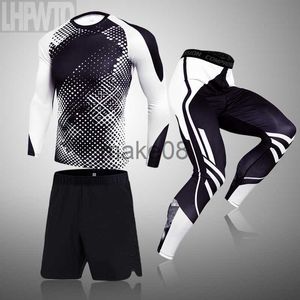 Conjuntos de 3 peças de agasalhos masculinos Ternos de compressão Conjunto de secagem rápida para homens Roupas esportivas Corrida MMA jogging Academia malhar Roupas de treino fitness J230720