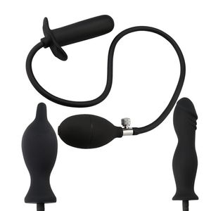 Büyük boy silikon anal fiş şişme popo genişletilebilir dilatör hava dolu büyük pompa yapay penis kadınlar için