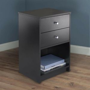 Nightstand Bedside End Tabell 2 Drawer förvaringshylla sovrumsmöbler svart263z