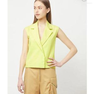 Women's Vests 2023 Suit Vest Notch Lapel Hidden Buckle Fashion Design Summer Thin Ladies