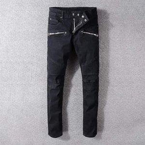 Męskie rozryte dżinsy motocyklowe rozmiar 29-42 Slim Fit Motorcycle Biker Dżins dla mężczyzn Projektant mody Mężczyźni dżinsy dobrej jakości 305V