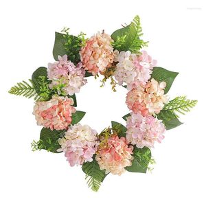 Dekorativa blommor 15.7 tum konstgjorda hortensia Garland främre dörr blommor med gröna blad diy bukett hem dekorationer leveranser