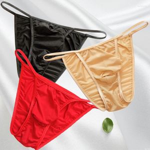 Underpants Solid Thin-belt Sexy Men Briefs U Convex Pouch Micro Bikini Nude Bulge Enhance Gay Panties Low Rise Lifting Hips Sissy Underwear