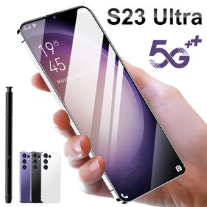 Yeni S23 Ultra Akıllı Telefon Orijinal 7.0 HD Android Cep Telefonları 48MP+72MP 5G Celüler Çift Sim Kart 6800mah Kilitli Cep Telefonları