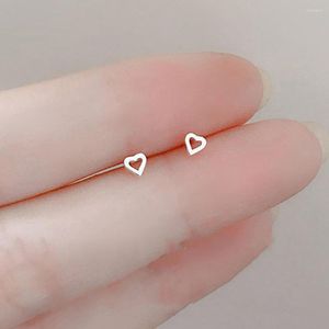 Stud Earrings Korean Minimalist Silver Plated Mini Small Square Triangle Star Heart For Women Cute Tiny Ear Piercing Jewelry