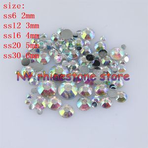 1000-10000pcs bag 2-6mm Clear AB Resin Crystal Rhinestones FlatBack Super Glitter Nail Art Strass Wedding Decoration Applique Non 180M