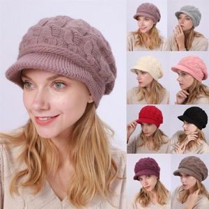 Женская девочка вязаная берет зима теплый мешковой шапочка для кроше шляпа Slouch Ski Brim Slouchy