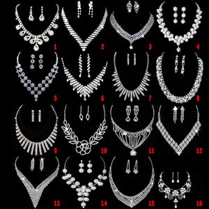 16 styl ślubny przyjęcie weselne Crystal Rhinestone Wisiant Naszyjnik Zestawy biżuterii