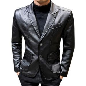 Men winter long Leather Suits handsome Slim Leather jacket Business Windproof warm men Classic British coat Boyfriend christmas gi2088