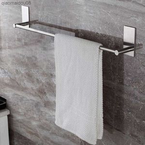 HOT SALESBathroom Stainless Steel Wall Mount Adhesive Towel Rack Clothes Holder Hanger Wholesale Dropshipping L230704