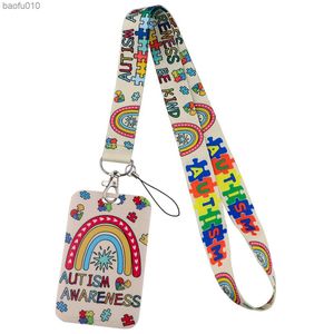 Pielęgniarka Doktor Lanyard Kartę ID Holder Rainbow Pondencjonalny uchwyt na szyję Strapy Autyzm Autism Odzyskiwanie Uchwyt Akcesoria telefonu komórkowego L230619