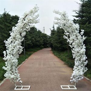 2 5M künstliche Kirschblüten-Bogen-Tür-Straßen-Blei-Mond-Bogen-Blumen-Kirschbögen-Regal-Quadrat-Dekor für Party-Hochzeits-Hintergrund149N