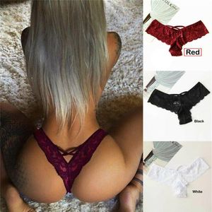 Röd 1 Pack Women G-String Thongs Lot Sexiga spetsunderkläder Border Hög midja Underkläder trosor plus storlek Kvinnlig underväder225R