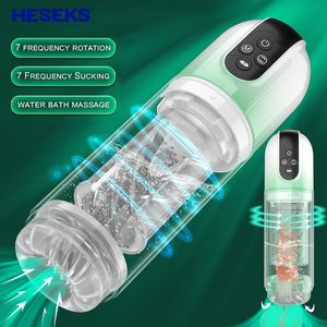 Masturbatori HESEKS 7 Rotating Sucking Water SPA Masturbatori maschili automatici Figa reale Masturbazione per adulti Giocattoli del sesso per uomini Macchina per pompini 230720