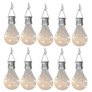 10X Lâmpadas Solares Ao Ar Livre Impermeável Jardim Acampamento Pendurado Lâmpada LED Lâmpada Globo Pendurado Luzes para Casa Quintal Natal H2378