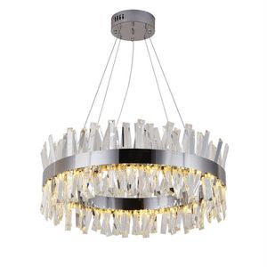 Luxury Modern Crystal Chandelier Lighting Round Chandeliers With Crystals Tube Gold Chrome för matsal vardagsrum270p