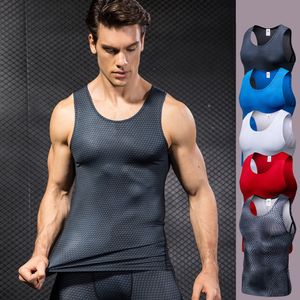 Herrtankstoppar herrkomprimering fitness tights tank top snabbt torr ärmlös gymkläder sommarträning som kör Väst sporttröja 230719