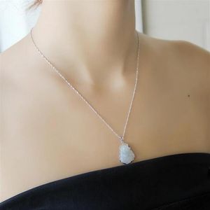 شهادة Natural Jade Buddha Necklace Gift Women's Pendant Gift with Box Inlay 925 Silver Jewelry Pendants294U