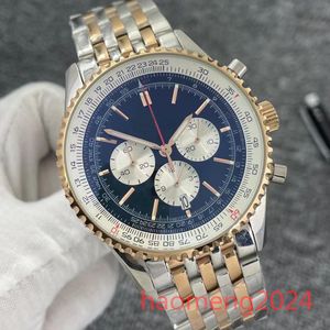 U1 najwyższej klasy AAA Brecieling B01 46 mm zegarki wysokiej jakości Navitimer Mens Watch Chronograph Quartz Ruch Kwarc żółty złoto czarny pasek stali nierdzewnej 50. rocznica