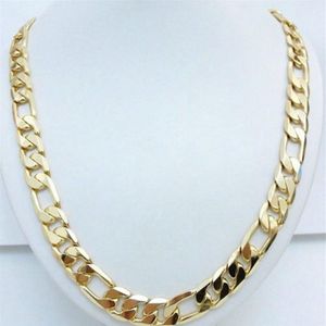 Männer Halskette 24K Gelbgold gefüllt Figaro Kette Hip Hop Schmuck329p