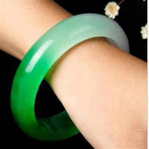 Reen White 100％Natural A Jade Jadeite Beads Bangle Bracelet270f