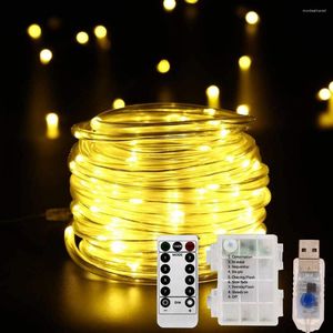 Strings Christmas Decorations For Home 2024 Led Fairy Lights Year Festoon Tube Rope String 10/15M Street Garland Wedding