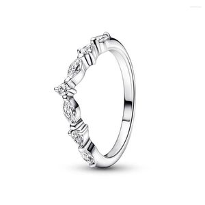 Anelli a grappolo Autentico anello di moda alternato scintillante desiderio senza tempo in argento sterling 925 per gioielli regalo fai-da-te da donna