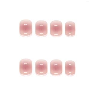 Falska naglar Kort runt Press-On Peach Blush Design Söt rektangel som bär finger nagel DIY-dekoration