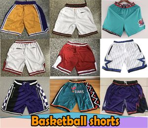 Top Quality Men Team Basketball Wader Hardaway Basketball Shorts Sports wear pocket zipper sweatpants Iverson Basketball Shorts