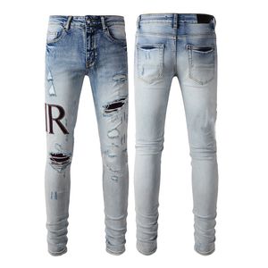 Jeans de grife calças masculinas calças de linho Hip Hop Jeans masculinos Distressed Ripped Biker Slim Fit Motorcycle Denim Jeans femininos Jeans masculinos jeans roxos